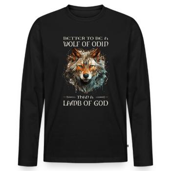 Wikinger, Odin, Besser ein Wolf von Odin - Männer Premium Bio Langarmshirt - Schwarz - Vorne - Nico (187cm)