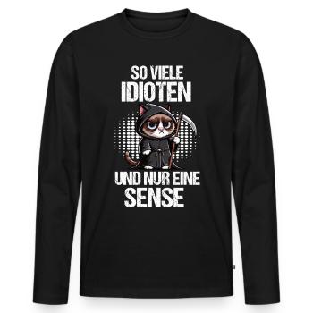 So Viele Idioten Katze Katzen Katzenliebhaber - Männer Premium Bio Langarmshirt - Schwarz - Vorne - Nico (187cm)