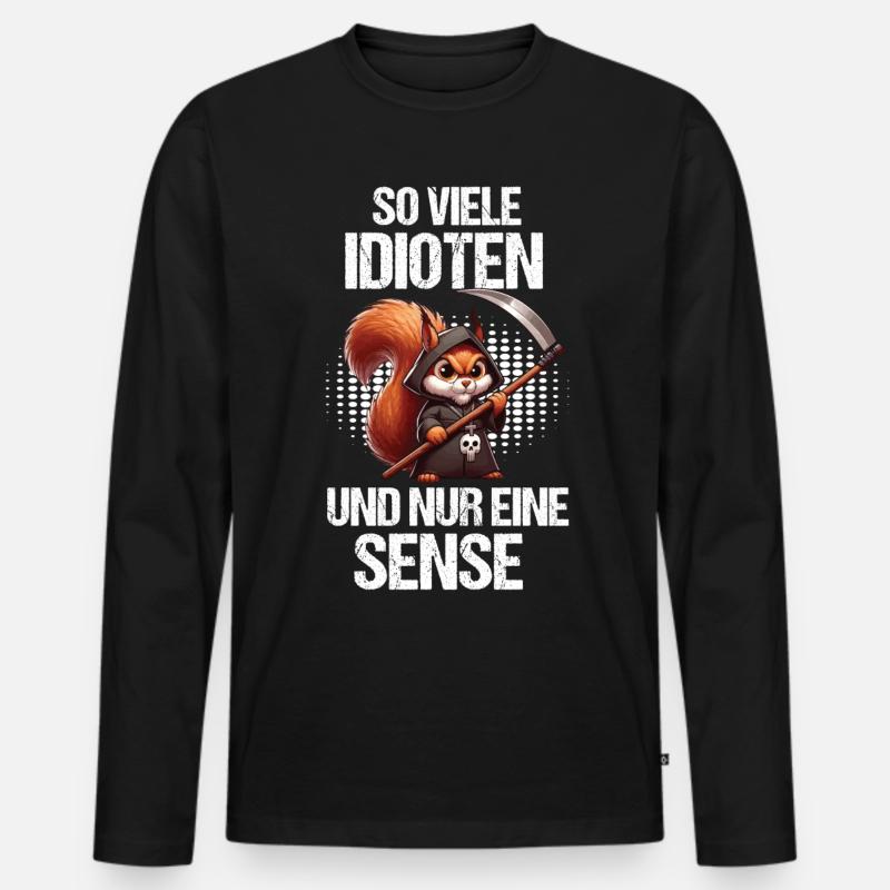So Viele Idioten Eichhörnchen Eichhorn Nager - Männer Premium Bio Langarmshirt - Schwarz
