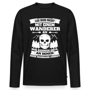 Wanderer Wandern lustiges Geschenk Spruch - Orte - Männer Premium Bio Langarmshirt - Schwarz - Vorne - Nico (187cm)
