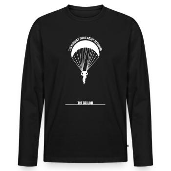 Parachutist Sport Parachute Gift Joke - Men's Premium Organic Long Sleeve Shirt - black - Front - Nico (187cm)