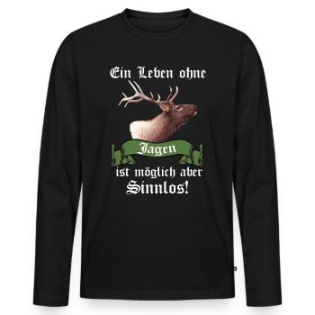 Vie Sans chasse Possible Mais Inutile I Chasseur - T-shirt manches longues Premium bio Homme - noir - Devant - Nico (187cm)