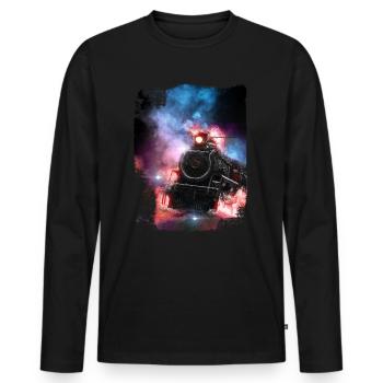 Steam Locomotive Railroad Locomotive Train Train - Men's Premium Organic Long Sleeve Shirt - black - Front - Nico (187cm)