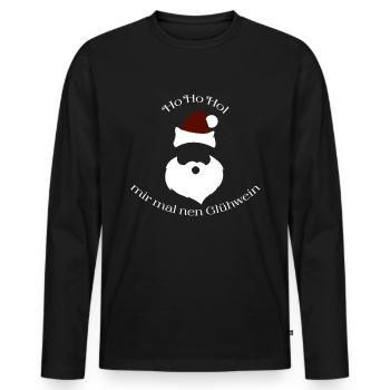 Noël Ho apporte-moi un vin chaud Nikolau - T-shirt manches longues Premium bio Homme - noir - Devant - Nico (187cm)