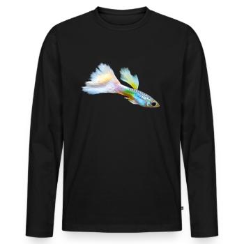 Poisson d’aquarium Guppy I Aquarian Hobby Aquaristik - T-shirt manches longues Premium bio Homme - noir - Devant - Nico (187cm)