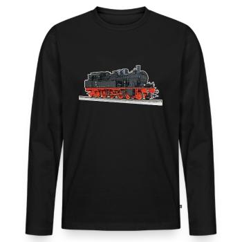 Steam locomotive train I railway locomotive realistic - Men's Premium Organic Long Sleeve Shirt - black - Front - Nico (187cm)