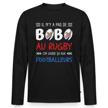 Il N'y A Pas De Bobo Au Rugby Humour Rugbyman - T-shirt manches longues Premium bio Homme - noir - Devant - Nico (187cm)