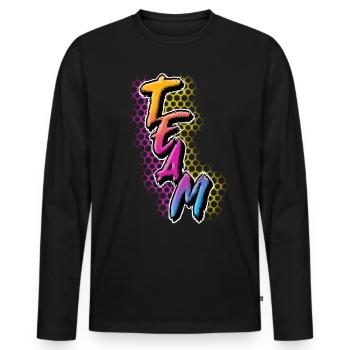 Team - Männer Premium Bio Langarmshirt - Schwarz - Vorne - Nico (187cm)