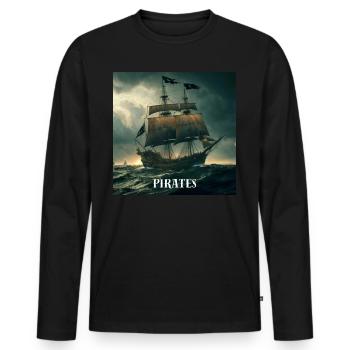 Bateau pirate - T-shirt manches longues Premium bio Homme - noir - Devant - Nico (187cm)