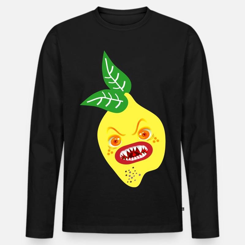 HALLOWEEN KOSTÜM ZITRONE - Männer Premium Bio Langarmshirt - Schwarz