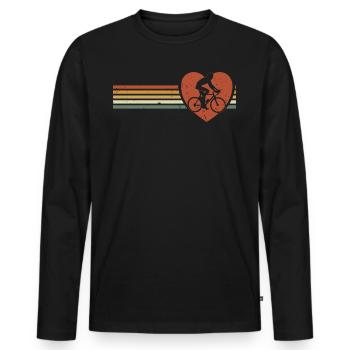 Motif vélo en vintage avec des cyclistes dans mon cœur - T-shirt manches longues Premium bio Homme - noir - Devant - Nico (187cm)