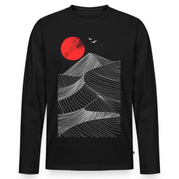 Soleil Rouge Sur Les Montagnes Abstrait - T-shirt manches longues Premium bio Homme - noir - Devant - Nico (187cm)