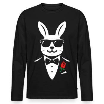 Gentlehop Bunny - Men's Premium Organic Long Sleeve Shirt - black - Front - Nico (187cm)