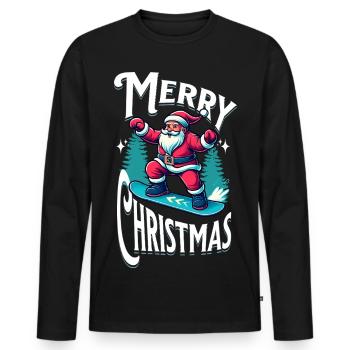 Snowboard Santa Claus - Männer Premium Bio Langarmshirt - Schwarz - Vorne - Nico (187cm)
