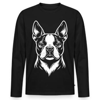 Tête de Boston Terrier - T-shirt manches longues Premium bio Homme - noir - Devant - Nico (187cm)