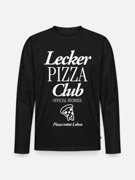 Lecker Pizza CLub - Männer Premium Bio Langarmshirt - Schwarz