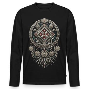 Hmong - T-shirt manches longues Premium bio Homme - noir - Devant - Nico (187cm)