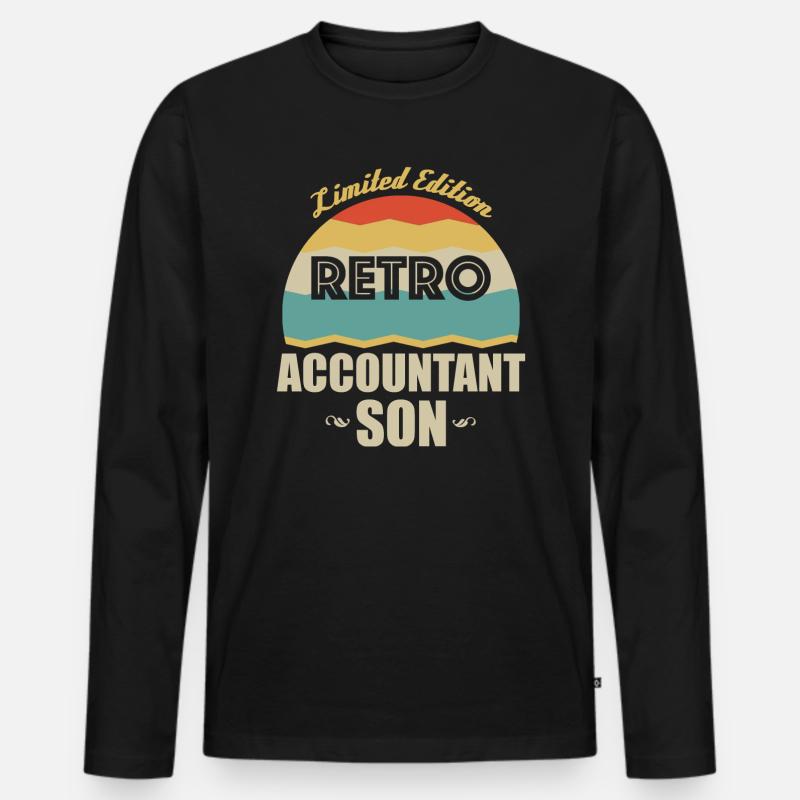 Retro Buchhalter Sohn - Männer Premium Bio Langarmshirt - Schwarz