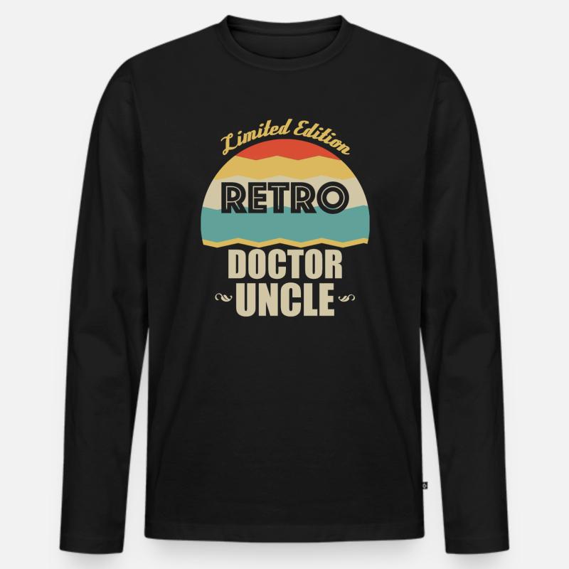 Retro Arzt Onkel - Männer Premium Bio Langarmshirt - Schwarz