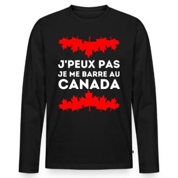 J'peux Pas Je Me Barre Au Canada Feuille D'érable - T-shirt manches longues Premium bio Homme - noir - Devant - Nico (187cm)