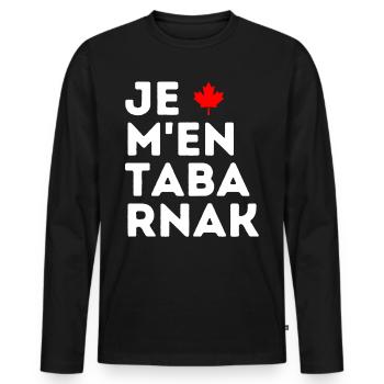 Je M'en TABARNAK Blagues Canadiennes Humour Canada - T-shirt manches longues Premium bio Homme - noir - Devant - Nico (187cm)