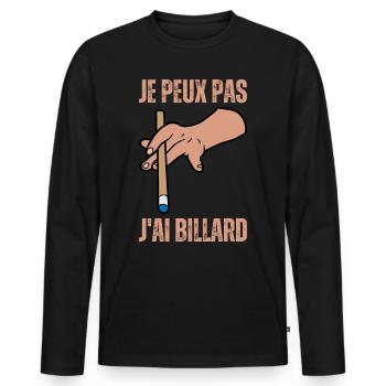 J'Peux Pas J'ai Billard Boules Snooker 8 Ball Pool - T-shirt manches longues Premium bio Homme - noir - Devant - Nico (187cm)