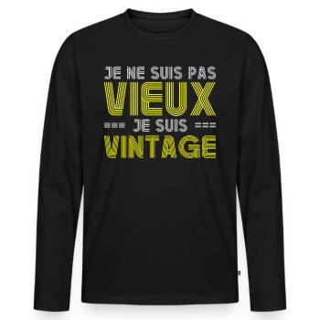 Je Ne Suis Pas Vieux Je Suis Vintage Retro Homme - T-shirt manches longues Premium bio Homme - noir - Devant - Nico (187cm)
