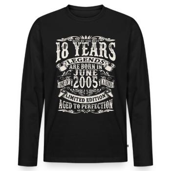 Legend born in june 2005 - 18 years old - Men's Premium Organic Long Sleeve Shirt - black - Front - Nico (187cm)