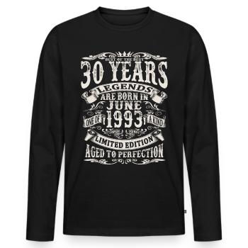 Legend born in june 1993 - 30 years old - Men's Premium Organic Long Sleeve Shirt - black - Front - Nico (187cm)