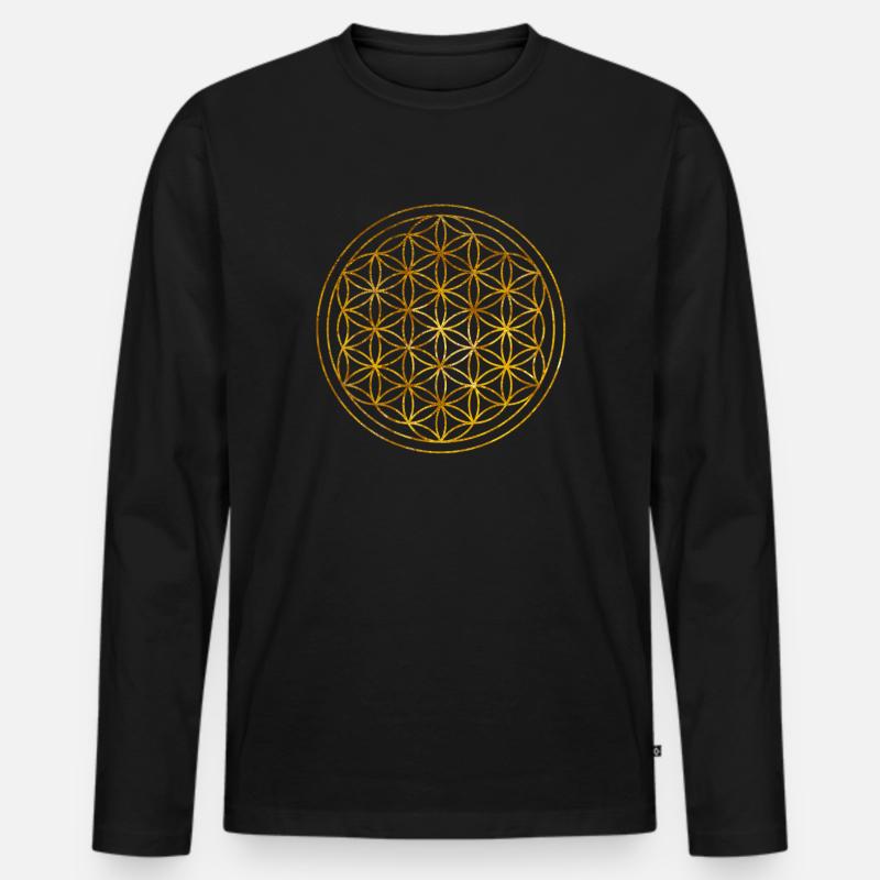 Blume des Lebens -Lebensblume - Männer Premium Bio Langarmshirt - Schwarz
