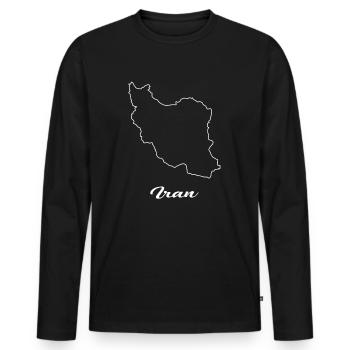 Iran carte carte - T-shirt manches longues Premium bio Homme - noir - Devant - Nico (187cm)