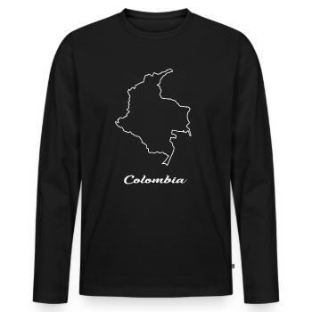 Carte de la Colombie carte - T-shirt manches longues Premium bio Homme - noir - Devant - Nico (187cm)