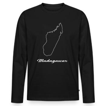 Madagascar carte carte - T-shirt manches longues Premium bio Homme - noir - Devant - Nico (187cm)