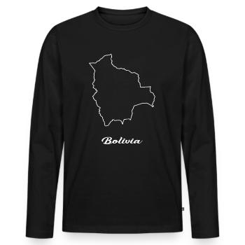 Bolivie carte carte - T-shirt manches longues Premium bio Homme - noir - Devant - Nico (187cm)