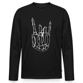 Rocker hand as skeleton - Men's Premium Organic Long Sleeve Shirt - black - Front - Nico (187cm)