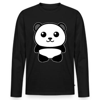 Panda - Männer Premium Bio Langarmshirt - Schwarz - Vorne - Nico (187cm)