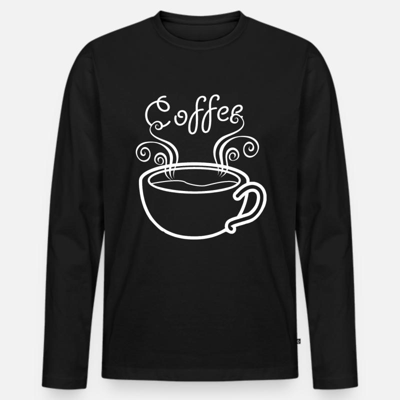 Coffee - Kaffee - Männer Premium Bio Langarmshirt - Schwarz