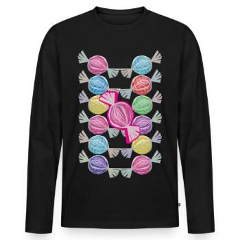 12 Colorful Sweet Candies - Men's Premium Organic Long Sleeve Shirt - black - Front - Nico (187cm)