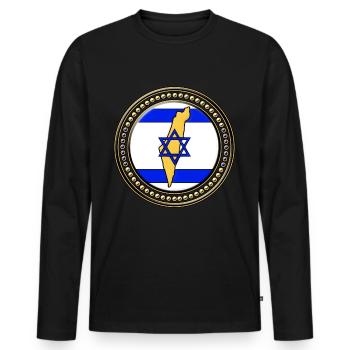Israel flag map - Men's Premium Organic Long Sleeve Shirt - black - Front - Nico (187cm)
