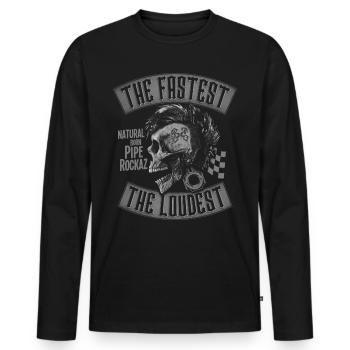 Pipe Rockaz - T-shirt manches longues Premium bio Homme - noir - Devant - Nico (187cm)