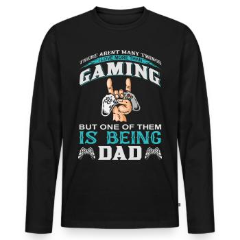 Men's Gaming Dad Saying Gift Idea Father's Day - Men's Premium Organic Long Sleeve Shirt - black - Front - Nico (187cm)