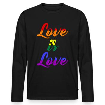 Love is Love, LGBT, Gay, CSD, Pride - Männer Premium Bio Langarmshirt - Schwarz - Vorne - Nico (187cm)