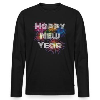Bonne année, bonne année, bonne année - T-shirt manches longues Premium bio Homme - noir - Devant - Nico (187cm)