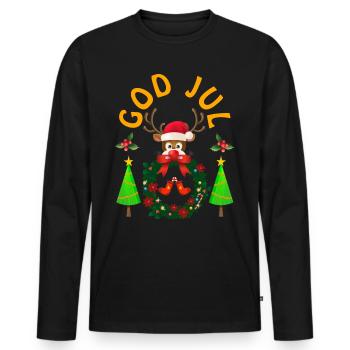 Joyeux Noël, Joyeux Noël, Joyeux Noël - T-shirt manches longues Premium bio Homme - noir - Devant - Nico (187cm)
