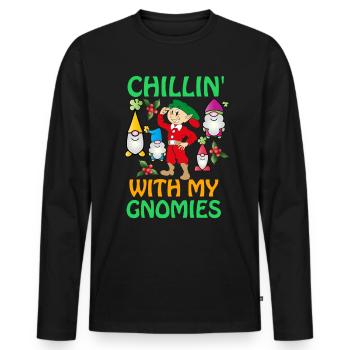 Joyeux Noël, Joyeux Noël, Joyeux Noël - T-shirt manches longues Premium bio Homme - noir - Devant - Nico (187cm)