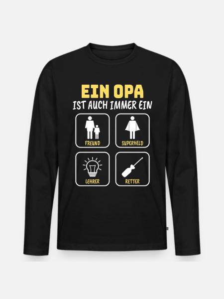 Opa Geschenk - Männer Premium Bio Langarmshirt - Schwarz