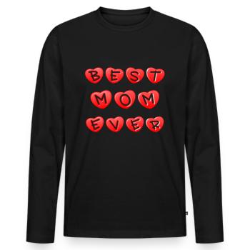 Fête des mères, Fête des mères, Fête des mères, Fête des mères - T-shirt manches longues Premium bio Homme - noir - Devant - Nico (187cm)