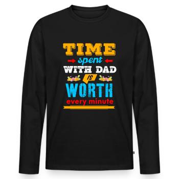 Fête des Pères, Fête des Pères, Fête des Pères, Fête des Pères - T-shirt manches longues Premium bio Homme - noir - Devant - Nico (187cm)