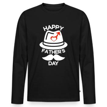 Fête des Pères, Fête des Pères, Fête des Pères, Fête des Pères - T-shirt manches longues Premium bio Homme - noir - Devant - Nico (187cm)
