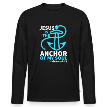 Jesus, Jesus, Jesus Christian Christian Christian - Men's Premium Organic Long Sleeve Shirt - black - Front - Nico (187cm)